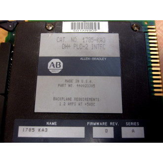 Allen Bradley 1785-KA3 DH+ PLC-2 INTFC Ser.A FW Rev.D - Used