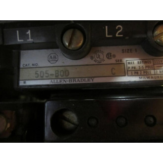 Allen Bradley 505-BOD Reversing Starter 505-B0D Series C - Used