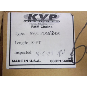 KVP 880T POM AR 450 Chain 4-12" Wide 10' Long 10 FT - New No Box