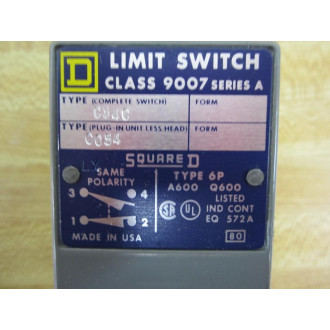 Square D 9007-C54C Limit Switch 9007C54C Series A