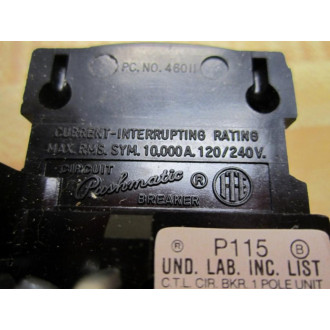 Siemens P115 ITE  Pushmatic Breaker 15A 1P 120240V
