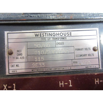Westinghouse 2E33 Transformer - New No Box