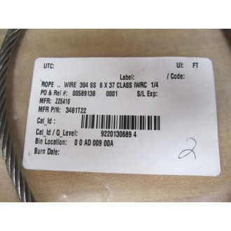 Dayton 3461T22 Wire Rope 304SS