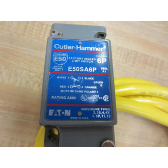 Cutler Hammer E50SA6P Eaton Limit Switch Body & Cable - New No Box