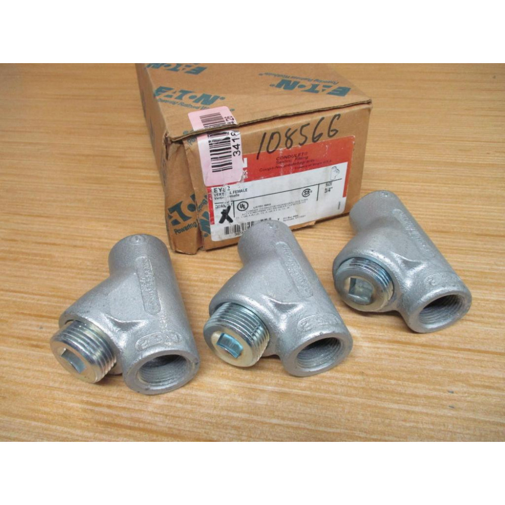 Cooper Crouse Hinds EYS 2 34" Conduit Seal Fitting EYS2 W Plugs (Pack of 3) - New No Box