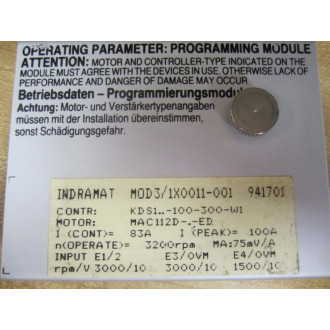 Indramat MOD31X0011-001 Programming Module MOD31X0011-001 - New No Box