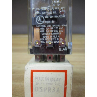 Cutler Hammer D5PR3A Relay 3PDT