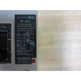 Siemens HEG3B030 Circuit Breaker 30 Amps HEG3B030L - Used