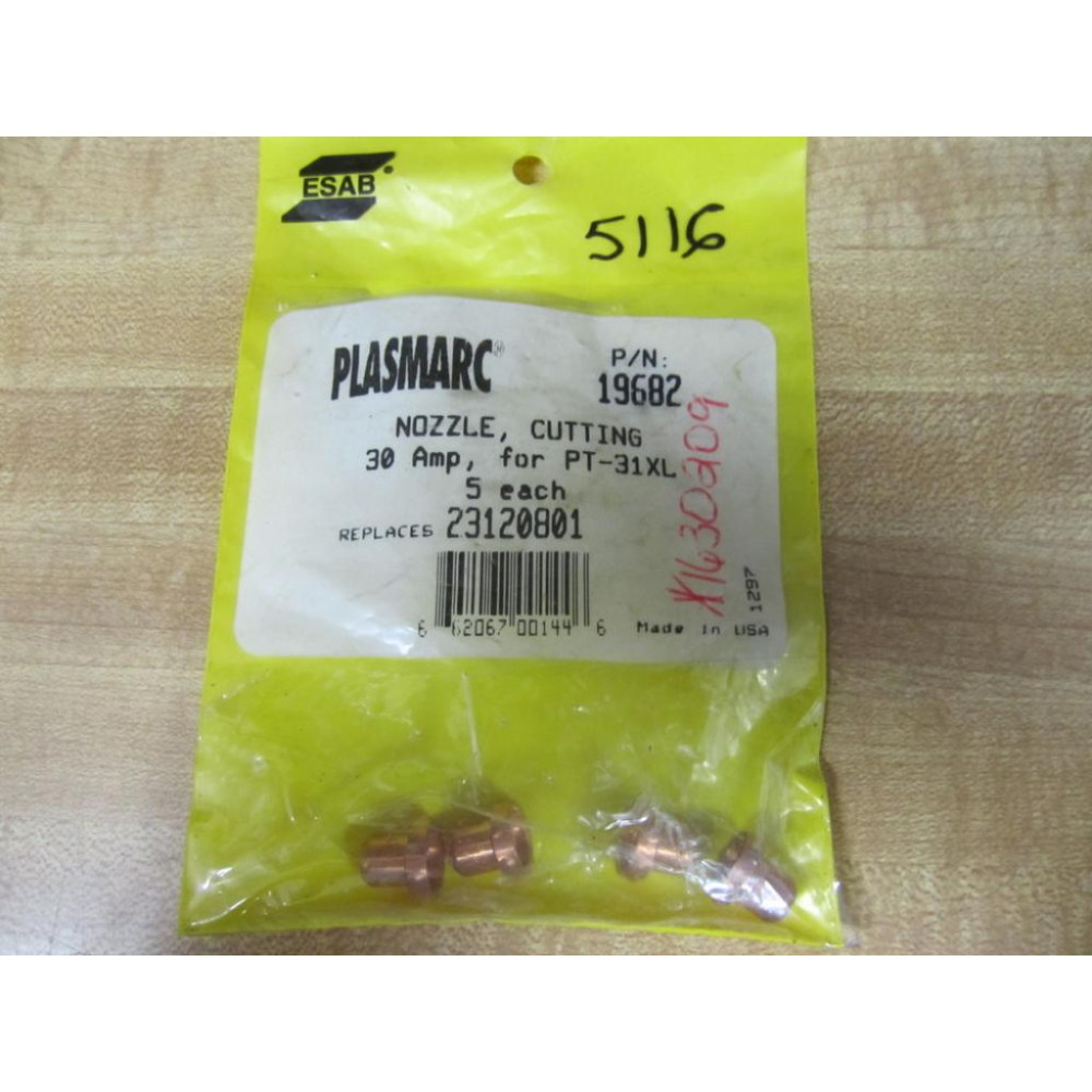 ESAB Plasmarc 19682 Cutting Nozzle PT31XL Replaces 23120801 (Pack of 4)
