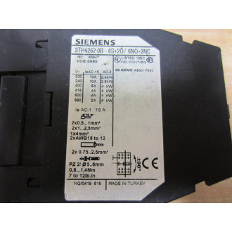 Siemens 3TH4262-0B Contactor 3TH42620B - Used