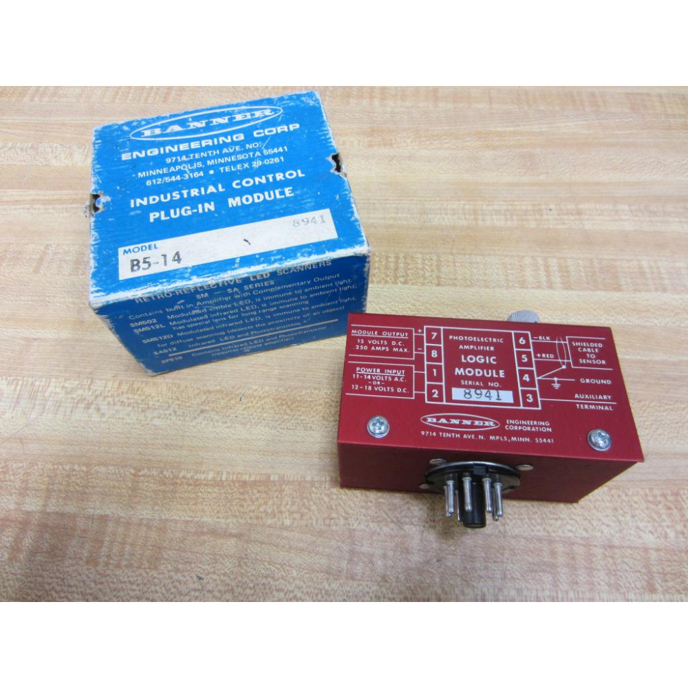 Banner B5-14 Photoelectric Amplifier Logic Module B514