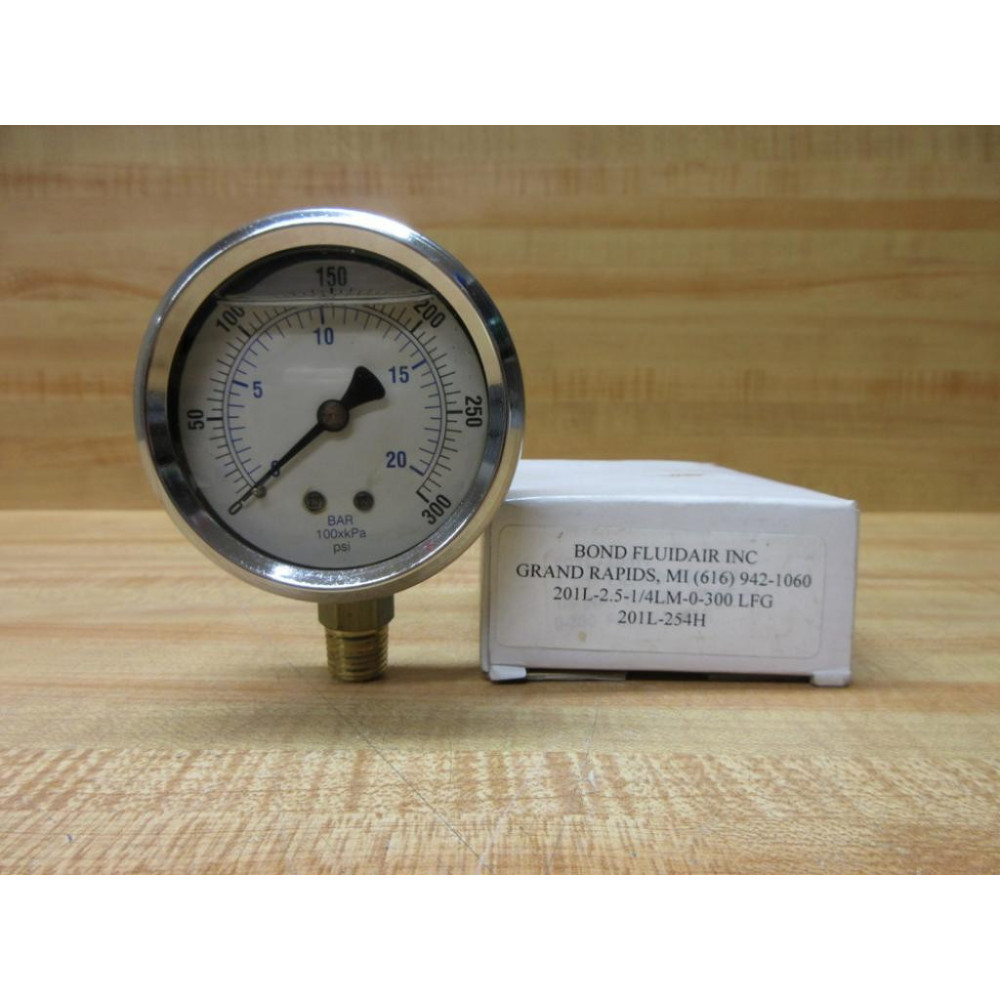 Bond Fluidaire 201L-2.5-144LM-0-3000 Pressure Gauge 201L-254H