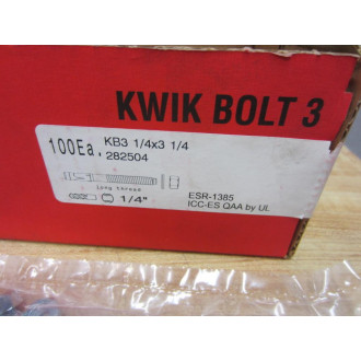 Hilti KB3 Kwik Bolt 282504 14" X 3-14" (Pack of 100)