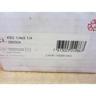 Hilti KB3 Kwik Bolt 282504 14" X 3-14" (Pack of 100)