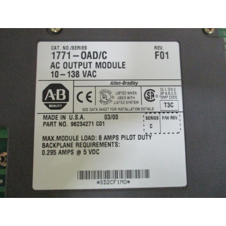 Allen Bradley 1771-OAD Module 1771OAD Ser.C,Rev.F01,96234271 C01 - Used