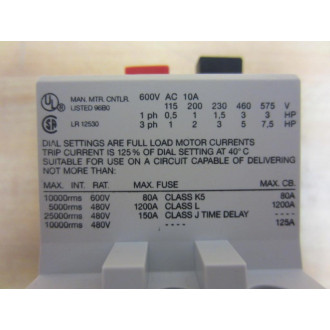 AEG 910-201-209 6.3-10A Starter MBS25 910-201-209-000 - Used