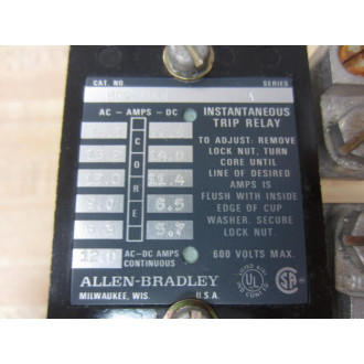 Allen Bradley 809-A06E Instantaneous Trip Relay Broken ContactSeries A - Parts Only