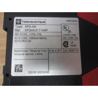 Telemecanique XPS-AK311144P Schneider Safety Relay - Used