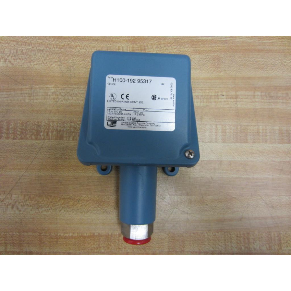 United Electric H100-192 95317 H10019295317 Pressure Switch - New No Box