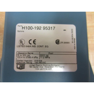 United Electric H100-192 95317 H10019295317 Pressure Switch - New No Box