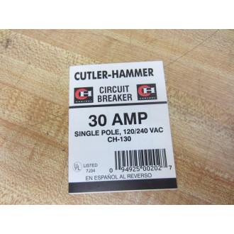 Cutler Hammer CH-130 Eaton Circuit Breaker 30 Amp CH130