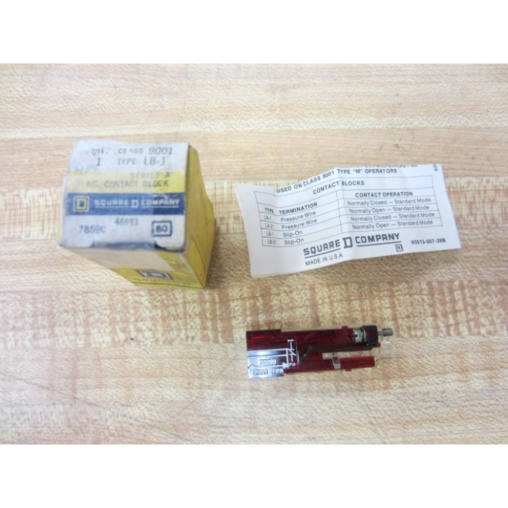 Square D 9001 LB-1 Contact Block 9001LB1 Series A