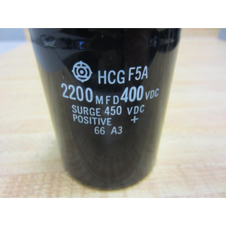 Hitachi HCG F5A Capacitor HCGF5A 2200 MFD 400 VDC - Used