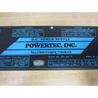 PowerTec 075-23464 07523464 19C-E01-B D.C. Power Supply Rev J - Used