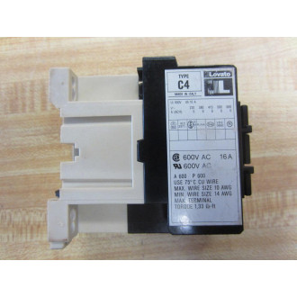 Lovato Type C4 Contactor 16A 600VAC 4 Pole - Used