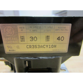 General Electric CR353ACY10H Contactor 40A 600V 55-B32H 24V - New No Box