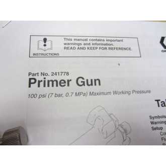 Graco 241778 Primer Spray Gun XT Series 100 PSI Max W Manual - New No Box