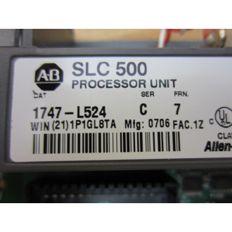 Allen Bradley 1747-L524 SLC502 CPU 1747L524 Ser C Frn 7 WO Cover - Used