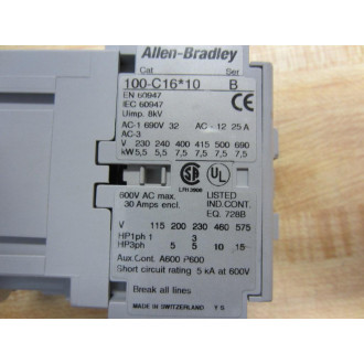 Allen Bradley 100-C16KD10 Contactor - Used