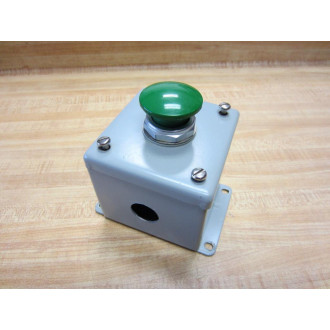 Hoffman E-1PB Pushbutton Enclosure E1PB With Green Pushbutton 800T-D1 - Used