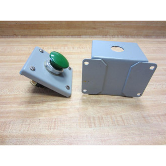 Hoffman E-1PB Pushbutton Enclosure E1PB With Green Pushbutton 800T-D1 - Used
