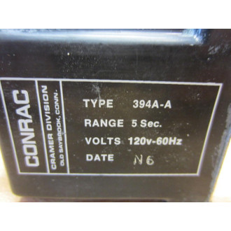 Conrac 394A-A Time Relay 394AA Range5 Seconds - Used