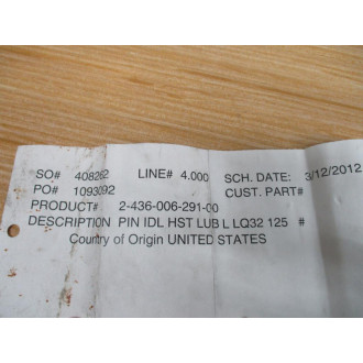 Viking Pump 2-436-006-291-00 Idle Pin - New No Box