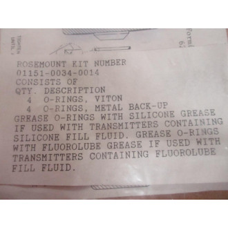 Rosemount 01151-0034-0014 Seal Kit 0115100340014