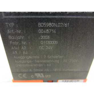 E. Dold & Sohne KG BD5980N.0261 Relay BD5980N BD5980N0261 24V - New No Box
