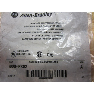 Allen Bradley 800F-PX02 Contact Cartridge With Latch 800FPX02 Series A
