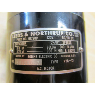 Bodine Electric 017209 AC Motor Leeds & Northrup NYC-12 120V 5060Cy