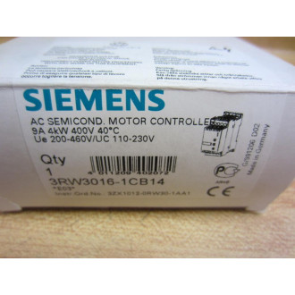 Siemens 3RW3016-1CB14 Motor Controller 3RW30161CB14