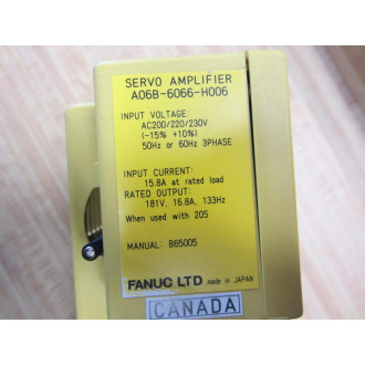 Fanuc A06B-6066-H006 AC Servo Amplifier A06B6066H006 F38 00396-A2 - Used