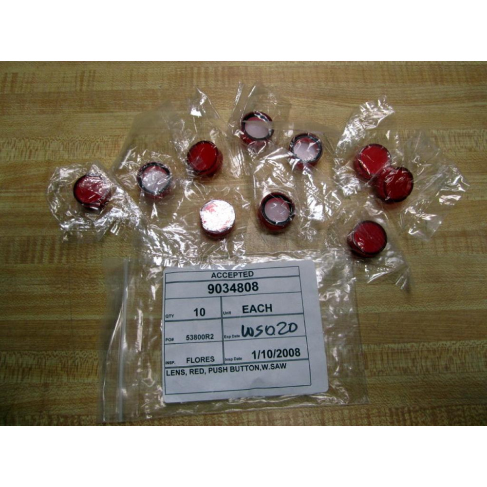 9034808 Red Lens For Push Button W. Saw (Pack of 10)