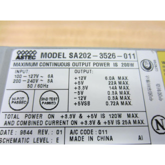 Astec 0950-3374 09503374 Power Supply SA202-3526-011 - Used