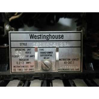 Westinghouse 292B804A23A Transformer Differential Relay Type HU-4 - Used