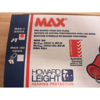 Howard Leight MAX-1 MAX1 Ear Plugs NRR 33 (Pack of 200)