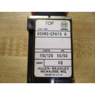 Allen Bradley 800MS-CPA16 Push Button 800MSCPA16 Series A - New No Box