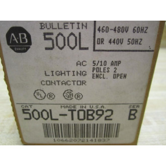 Allen Bradley 500L-TOB92 AC Lighting Contactor 500L-T0B92