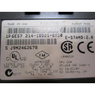Siemens 6ES7 214-1BD21-0XB0 Power Supply Simatic S7-200 CPU 224 - Used